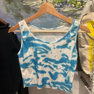 blue tiedye cropped tank top